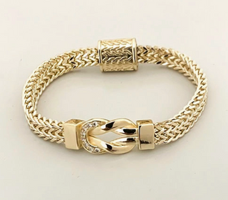 Gold CZ Buckle Center Magnetic Bracelet