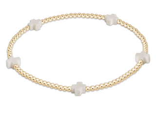 Signature Cross Small Gold Pattern 2mm Bracelet - Off White