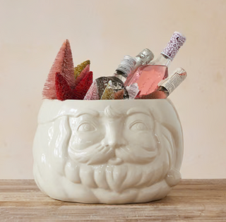 Ceramic Santa Planter Ice Bucket / White
