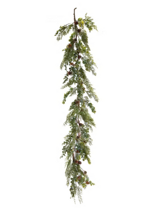 Faux Cedar Eucalyptus Garland w/ Pinecones