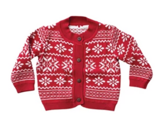 Fair Isle Baby Knit Sweater - Red Snowflake