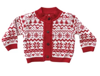 Fair Isle Baby Sweater - White Snowflake