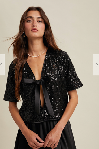 Night Out Sequin Bow Detail Top