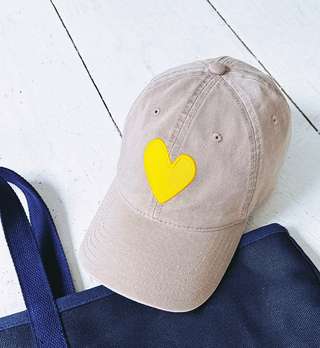 Baseball Hat Heart Patch - Sand/Sunshine // Kerri Rosenthal