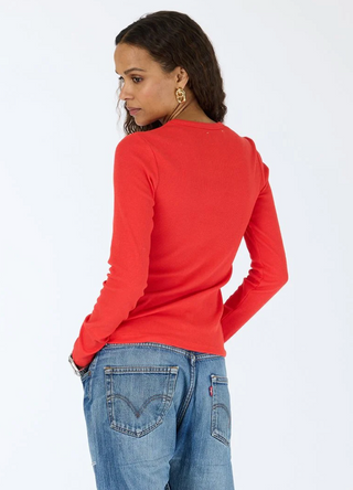 KR Long Sleeve Rib Tee - Red // Kerri Rosenthal