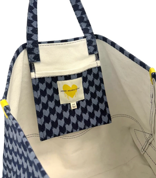 Zoom KR Heart In Check Tote - Light Blue/Mid Blue // Kerri Rosenthal