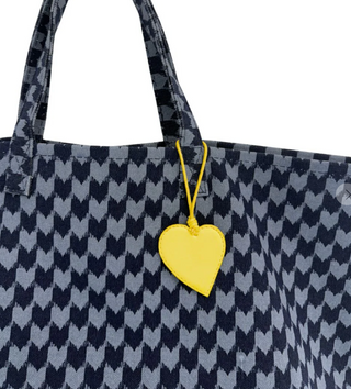 Zoom KR Heart In Check Tote - Light Blue/Mid Blue // Kerri Rosenthal