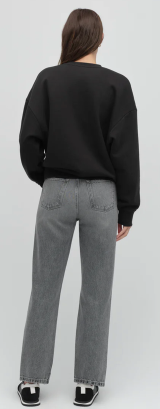 The Collegiate Embroidered Sweatshirt - Black Velvet White // Favorite Daughter