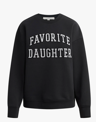 The Collegiate Embroidered Sweatshirt - Black Velvet White // Favorite Daughter