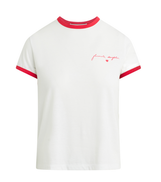 The Signature Chest Logo Ringer Tee - White/Rouge Red // Favorite Daughter