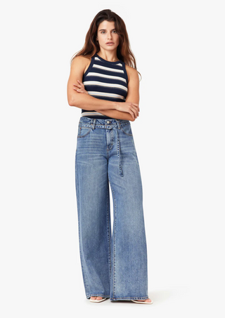 Brynn Self Tie Wide Leg Jeans - Cove // Habitual