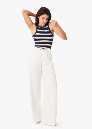 Lia Drawstring Wide Leg Pants - White // Habitual