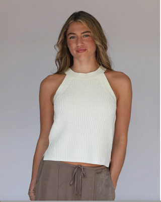 Archer-Stevie Ribbed Tank-White