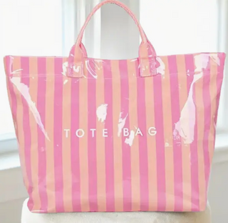 Pink and Orange Striped Tote Bag