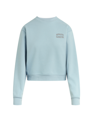 The Collegiate Chest Logo Classic Sweatshirt - Sea Blue/ Gardenia // Favorite Daughter