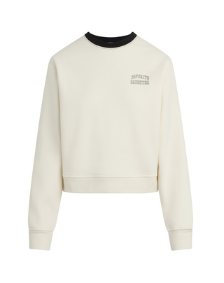 The Collegiate Chest Logo Classic Sweatshirt - Ivory w/ Black Collar // Favorite Daughter