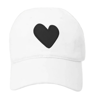Baseball Hat Heart Patch - White & Black // Kerri Rosenthal