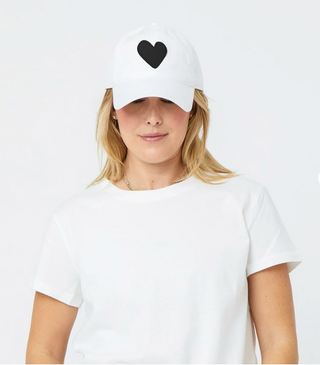 Baseball Hat Heart Patch - White & Black // Kerri Rosenthal