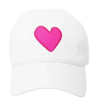 KR Imperfect Heart Hat Baseball Cap - Neon Pink & White