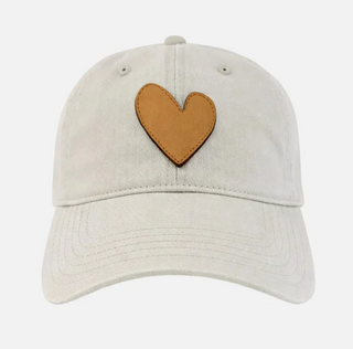 KR Imperfect Leather Heart Hat - Grey & Camel