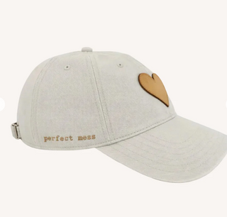 KR Imperfect Leather Heart Hat - Grey & Camel