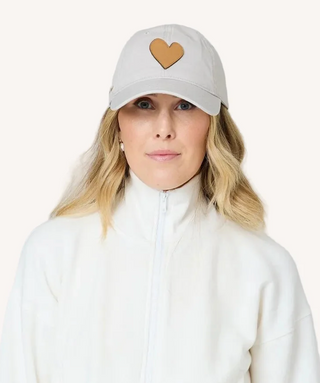 KR Imperfect Leather Heart Hat - Grey & Camel