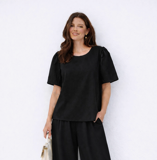 Adele Cotton Poplin Blouse - Black