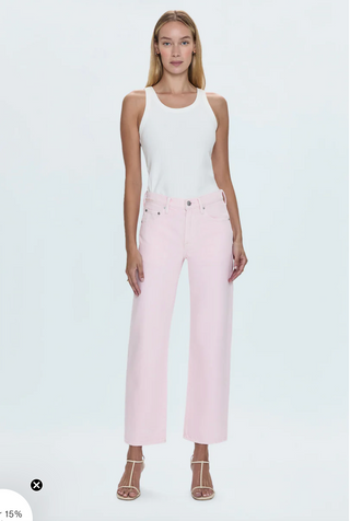 Pistola-Lexi Mid Rise Bowed Straight-Blush