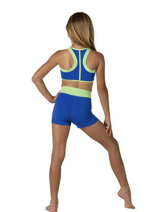 26318C Kids Spliced Camisole Bra Top - Cobalt Crush/Luminous Green