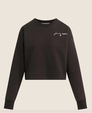 The Cropped Signature Sweatshirt-Espresso/Sea Blue// Favorite Daughter