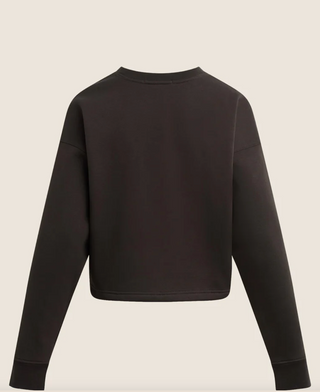 The Cropped Signature Sweatshirt-Espresso/Sea Blue// Favorite Daughter