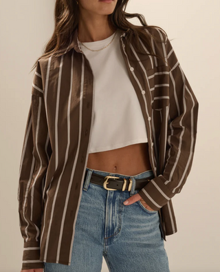 The Beau Shirt-Ganache/White Strip// Favorite Daughter