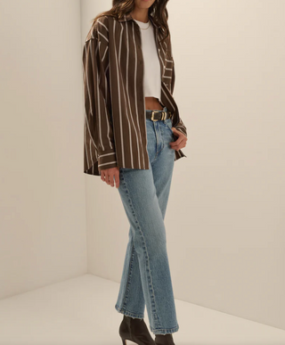 The Beau Shirt-Ganache/White Strip// Favorite Daughter