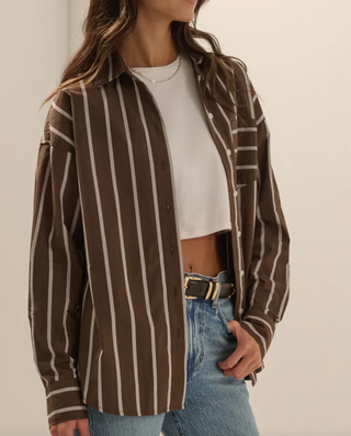 The Beau Shirt-Ganache/White Strip// Favorite Daughter