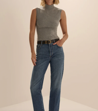 The Heritage Mock Neck Top-Grey//Favorite Daughter
