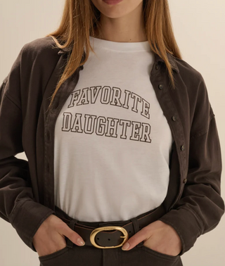 The Collegiate Classic Tee-White-Espresso//Favorite Daughter