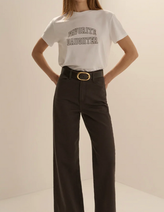 The Collegiate Classic Tee-White-Espresso//Favorite Daughter