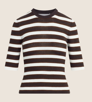 The Amelia Crewneck Top-Ganache Stripe//Favorite Daughter