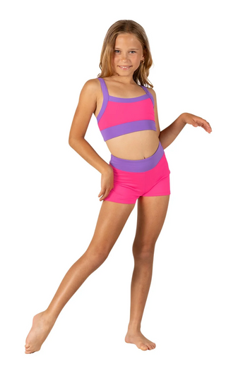 26408C Neon Pink/Bright Lavender Waist Pop Short