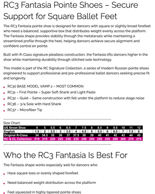 RC32 Quiet Fantasia Pointe Shoe - R Class