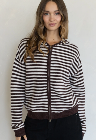 Cooper Zip Up Jacket -Brown Combo