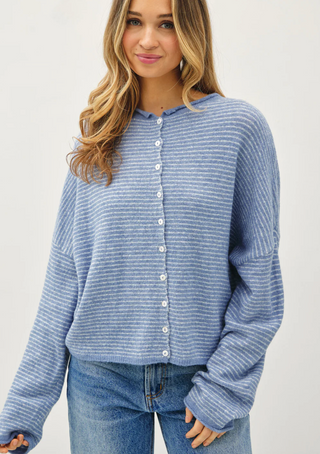 Pin Stripe Piper Cardigan - Dusty Blue