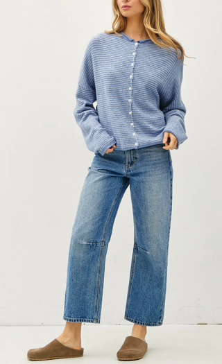 Pin Stripe Piper Cardigan - Dusty Blue