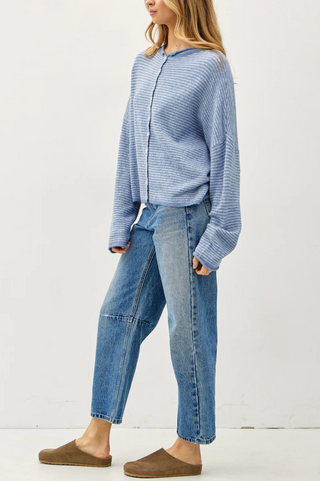 Pin Stripe Piper Cardigan - Dusty Blue