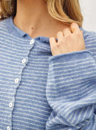 Pin Stripe Piper Cardigan - Dusty Blue