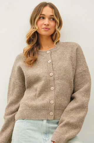 Alyssa Button Down Cardigan - Mocha