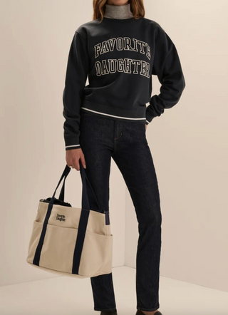 The Collegiate Sport Classic Sweatshirt//Navy/White-Favorite Daughter