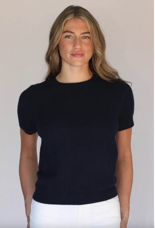 Gray S/S Cashmere Tee//BLK-Archer