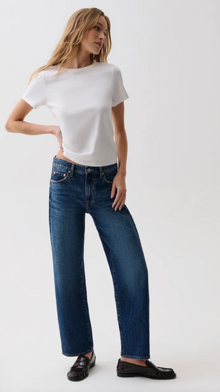 Lexi Mid Rise Bowed Straight Jean // Moonwave - Pistola