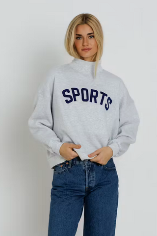 Navy Sports Mockneck - Heather Ash